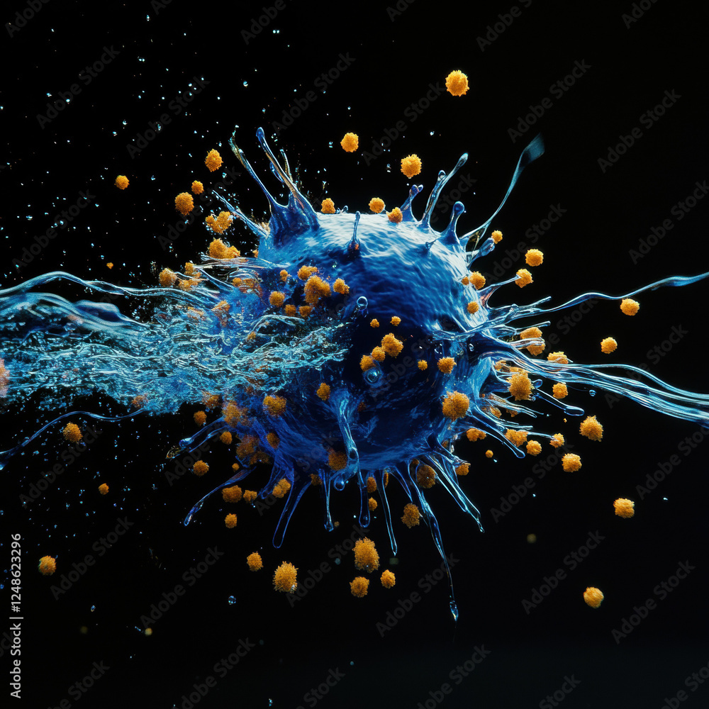 Poster colorful splashes and glowing patterns on a dark background