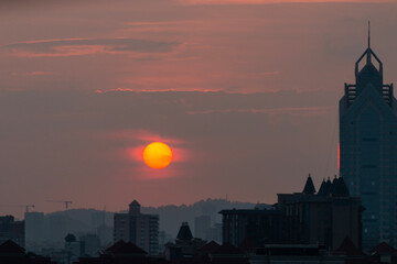guangzhou city in the sunset