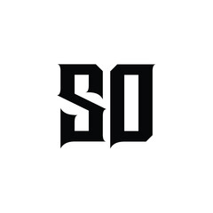 SO monogram logo design letter text name symbol monochrome logotype alphabet character simple logo