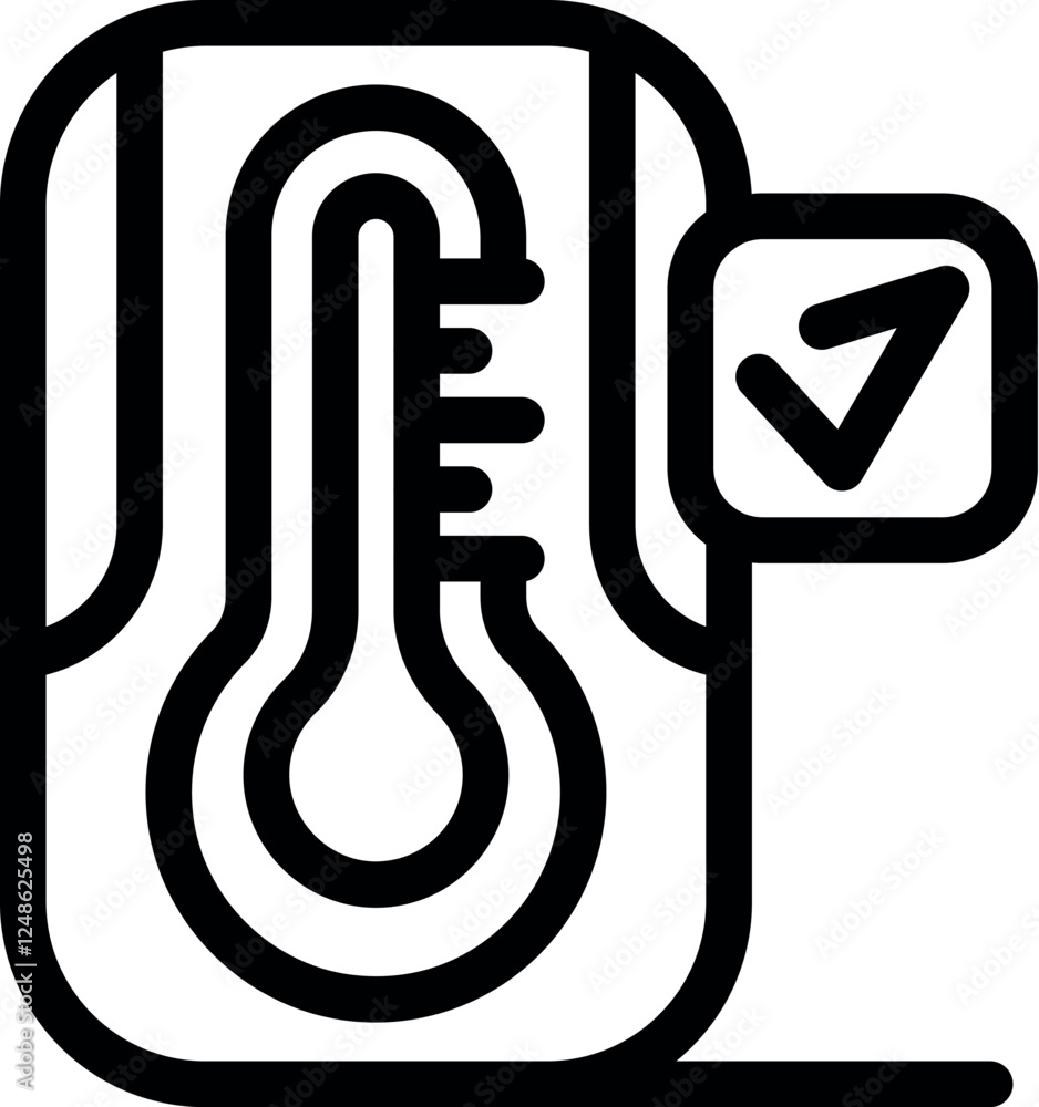 Poster temperature monitoring system showing optimal temperature with check mark icon