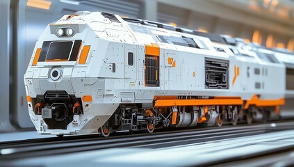 Obraz premium Futuristic High-Speed Train Design: Exploring Modern Rail Transport Technology with Sleek Aesthetics and Innovative Engineering for Efficient Travel.