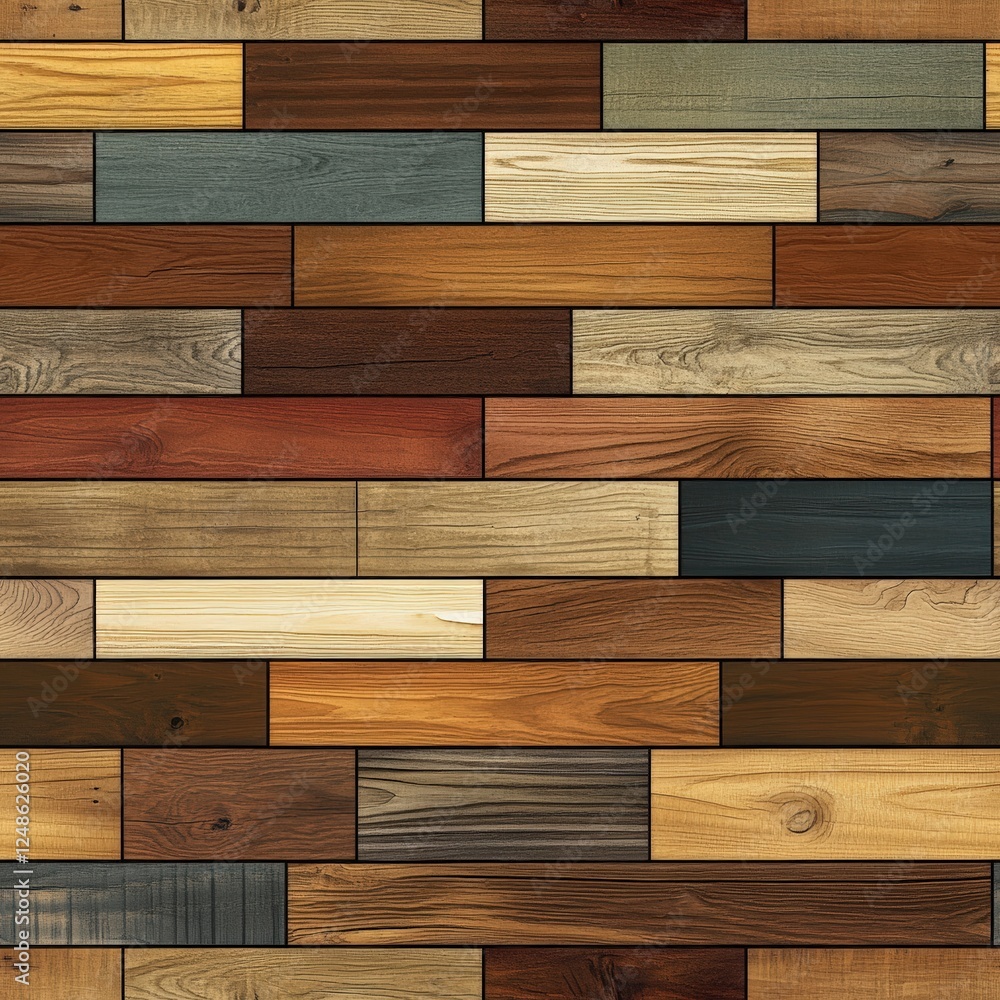 Poster seamless pattern of wooden flooring with each unique piece displaying various textures and natural c