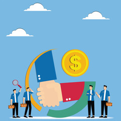 Business Partners, Business Partnerships and Exchanges, Business Agreements and Contracts, Handshake Wrapped in Gold and Two Groups of Businessmen