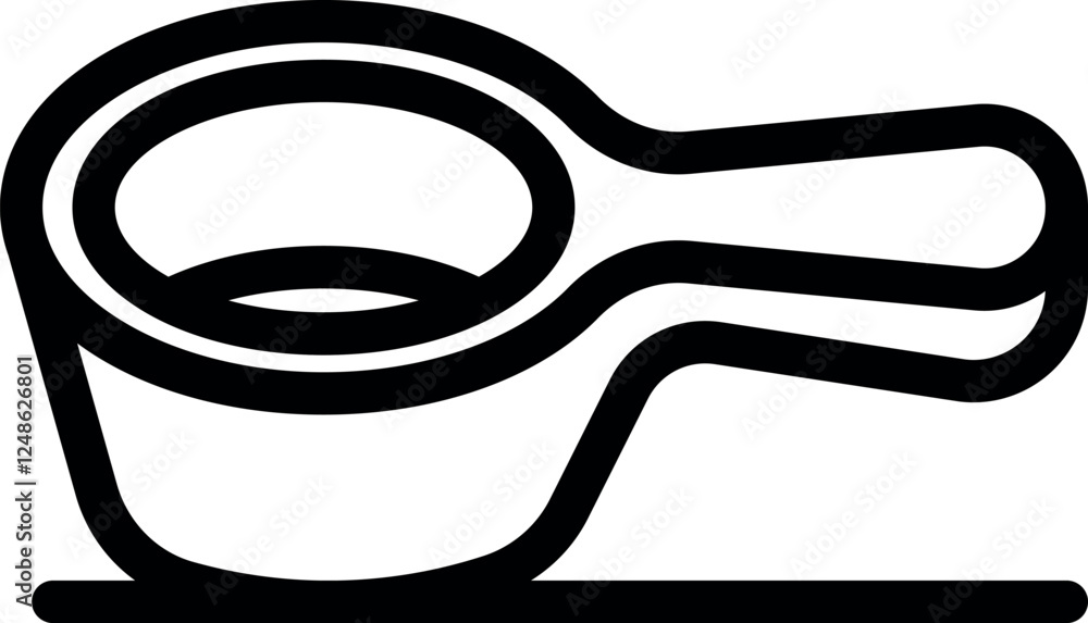 Poster simple line icon of a coffee scoop resting on a counter, perfect for representing coffee brewing and