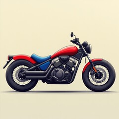 Fototapeta premium Stylish red and blue motorcycle with a sleek design and powerful stance