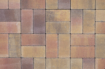 yellow purple stone paving slabs close up