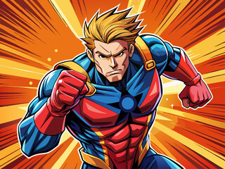Pop art comic book style super hero