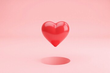 Minimalist modern pastel pink bg shiny red heart