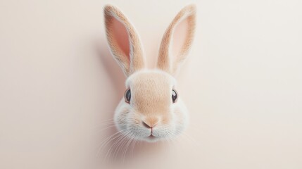 Cute bunny head, pastel background, Easter card
