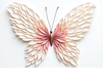 Fototapeta premium Delicate paper butterfly art with layered petals in soft pink and cream