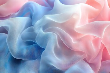 Obraz premium Soft, flowing fabric in pastel colors creating a serene, dreamy atmosphere, ideal for backgrounds in fashion or design