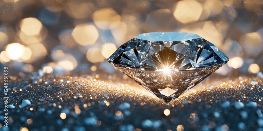 Aufkleber sparkling diamond set against a soft golden backdrop highlighting its brilliance and elegance with b