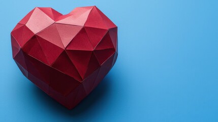 Geometric Red Heart Shape with Blue Background for Celebrations