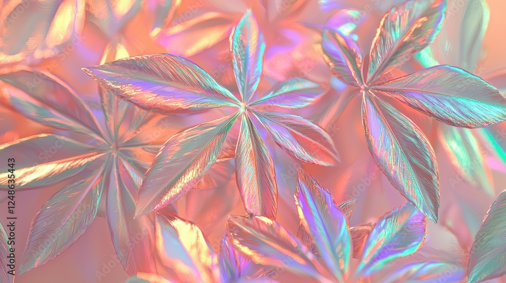 Aufkleber pastel holographic firework background with vibrant gradient and leaf patterns for artistic design p