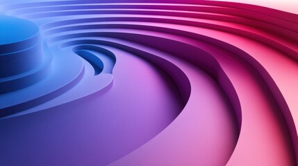 Abstract swirling 3D gradient shapes in blue and pink.