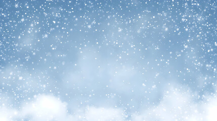 Fototapeta premium Winter snow falling, cloudy sky, background, holiday