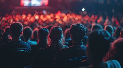 Enthusiastic Audience Attending Live Event in a Theater Setting