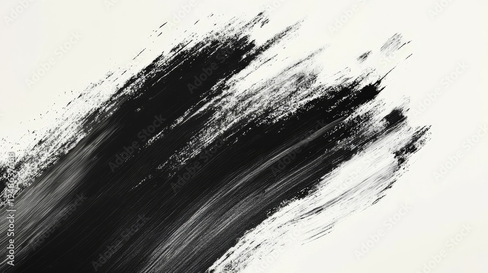 Poster dynamic black brush strokes on minimalist canvas creating an abstract artwork with strong contrast a