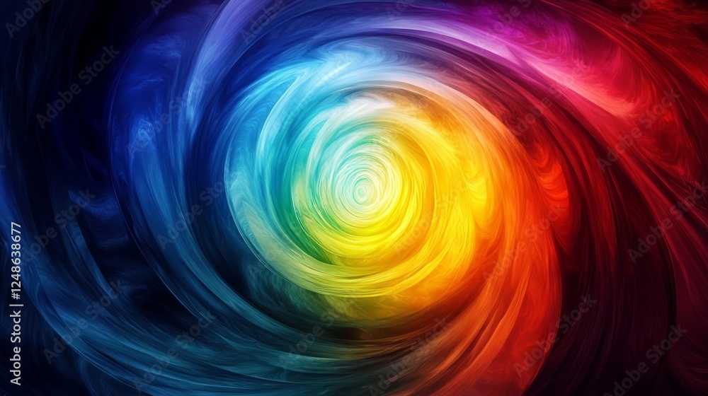Poster colorful swirling vortex creates a mesmerizing visual experience with vibrant hues and dynamic patte