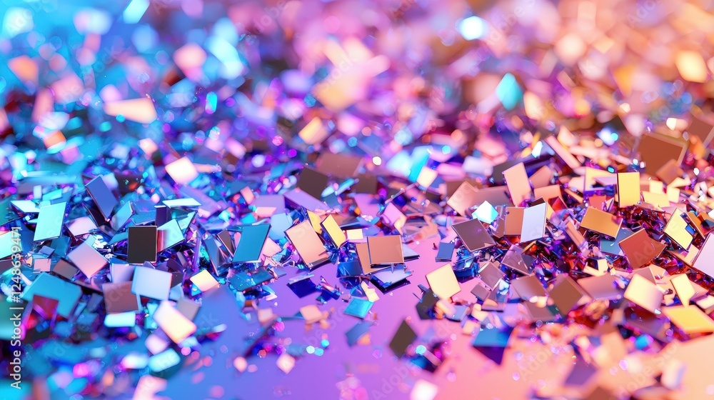 Poster holographic sparkling pastel background with gradient and shiny glitter elements for artistic and cr