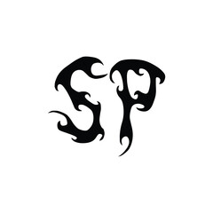 SP monogram logo design letter text name symbol monochrome logotype alphabet character simple logo
