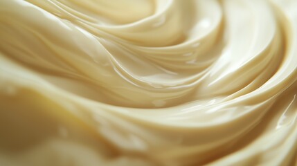 Fototapeta premium A close-up image showcasing the silky smooth texture of a creamy substance, emphasizing its rich, flowing appearance.