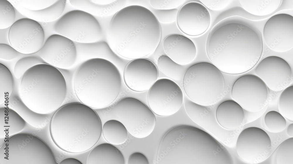 Poster textured abstract background featuring varying sizes of bubbles and circles on a smooth white surfac