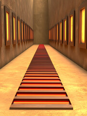 Abstract corridor with illuminated frames