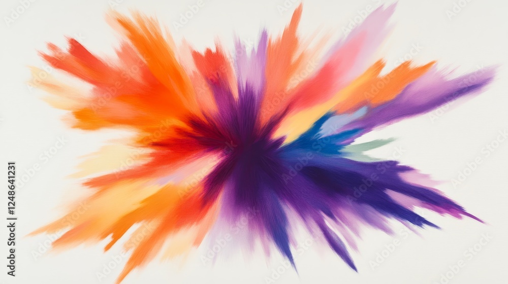 Poster abstract explosion of vibrant color showcasing dynamic movement and energy in a minimalist setting