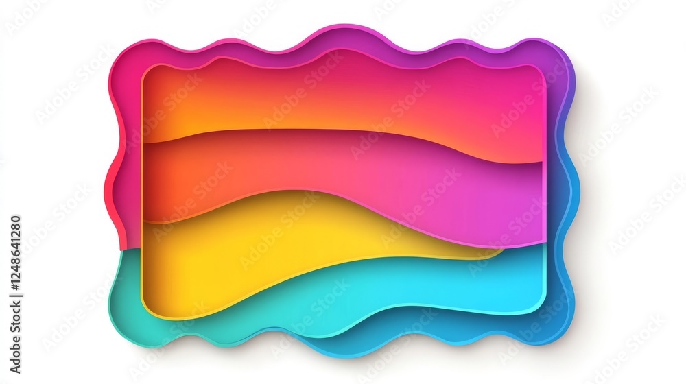 Poster colorful abstract design featuring layered waves in vibrant hues with smooth edges designed for crea