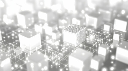 Abstract data network cubes; digital technology background; website design