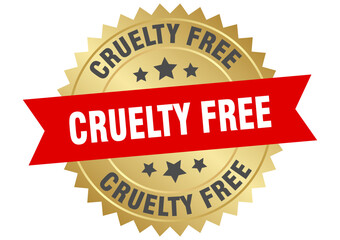 cruelty free. cruelty free round red and gold label isolated on transparent background