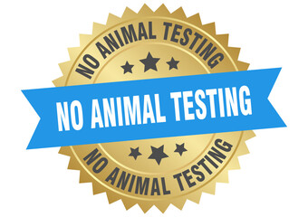 no animal testing. no animal testing round blue and gold label isolated on transparent background