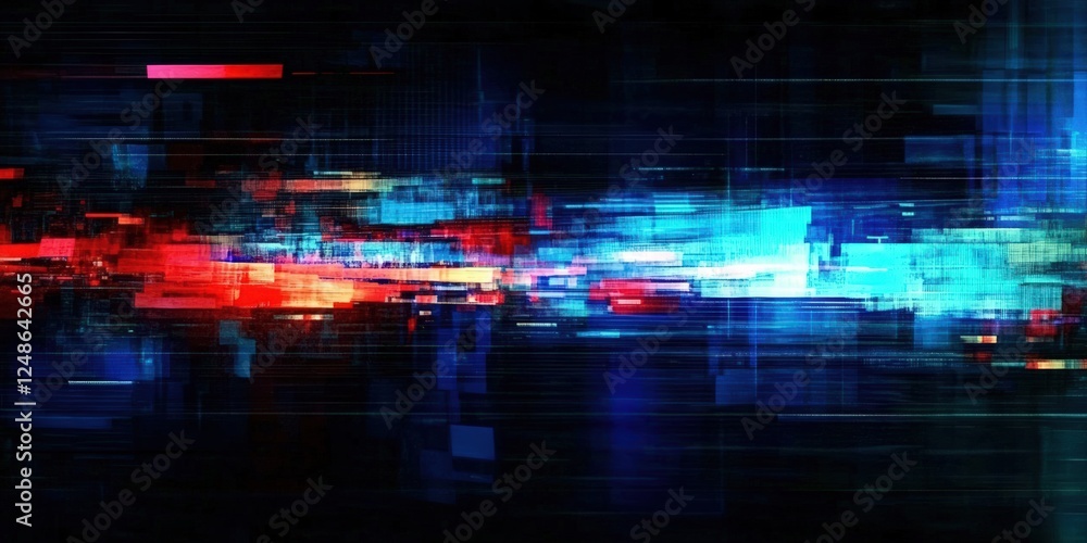 Poster abstract digital glitch background with glowing data elements to enhance modern designs and visual p