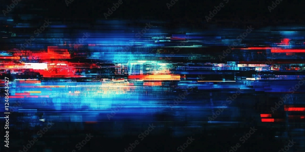 Poster abstract digital glitch background with glowing lines in vibrant colors for modern design projects a