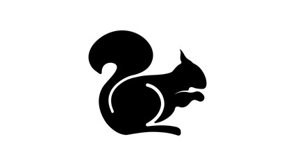 Cute Squirrel Logo, black isolated silhouette