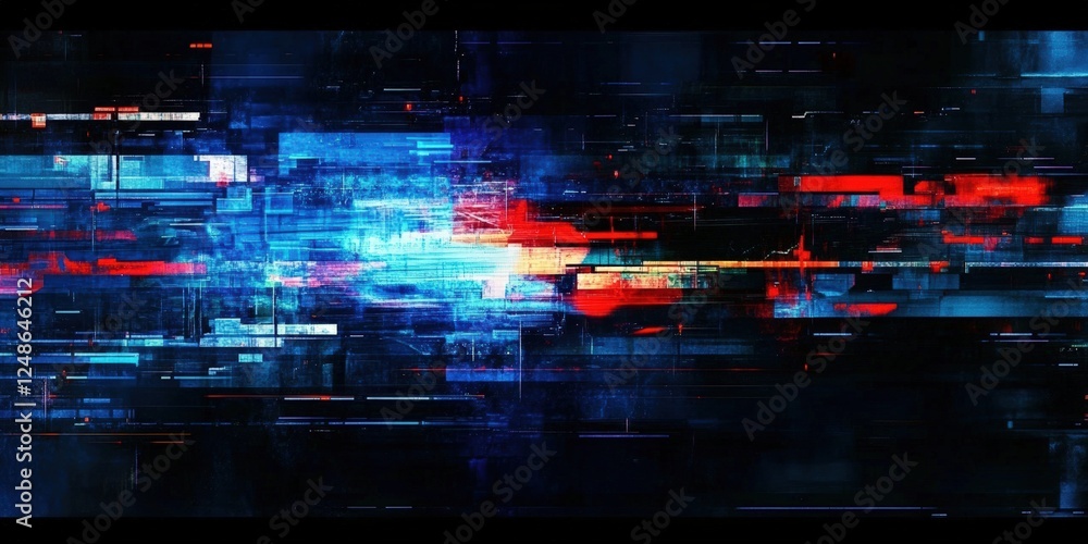 Poster abstract digital glitch background with colorful lines and patterns suitable for modern tech design 