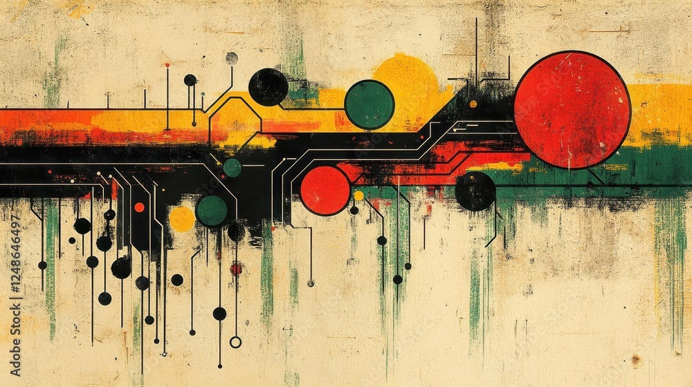 Poster abstract digital art; circuit board; grunge background; website banner