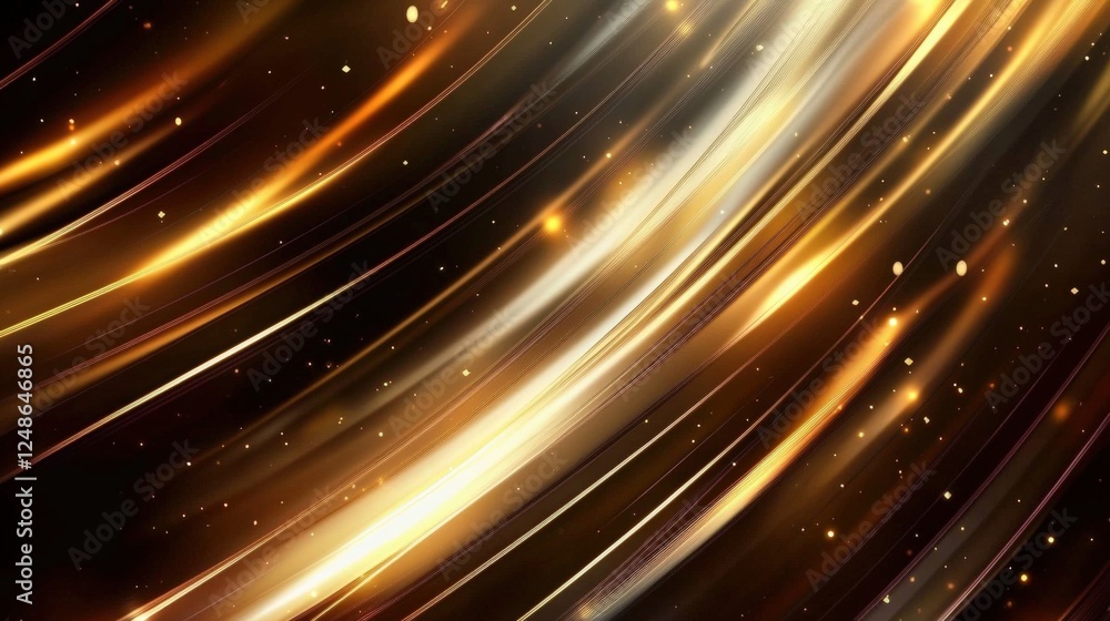 Poster abstract design featuring golden lines on a black background, ideal for creating luxurious and elega