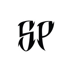SP monogram logo design letter text name symbol monochrome logotype alphabet character simple logo