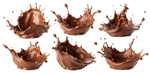 Set of coklate spalash isolated on transparant background .