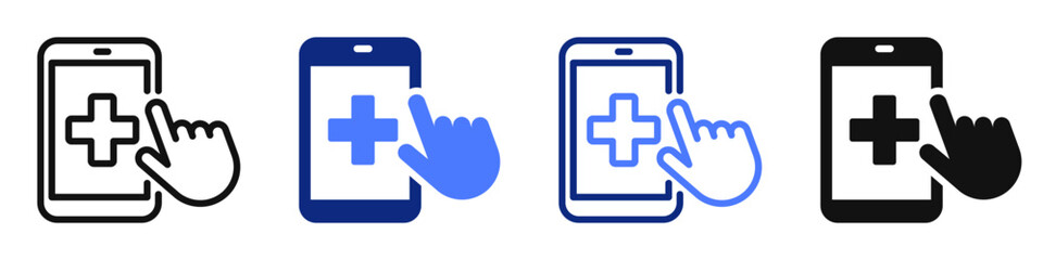 Vector icon or logo of mobile medical app related to online medicine and healthcare, doctor's consulting, pharmacy. Symbol for website or app ui, logo design, illustration