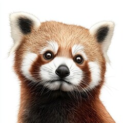Fototapeta premium A cute little red panda bear with a white face