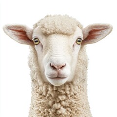 Fototapeta premium A sheep with its head turned to the side and its eyes looking straight ahead