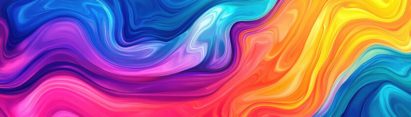 Obraz premium Abstract marbled acrylic painting with colorful fluid waves and vibrant ink textures, artistic background banner
