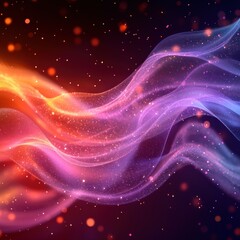 Vibrant abstract waves of color flow gracefully across the canvas, creating a mesmerizing visual experience of light and energy