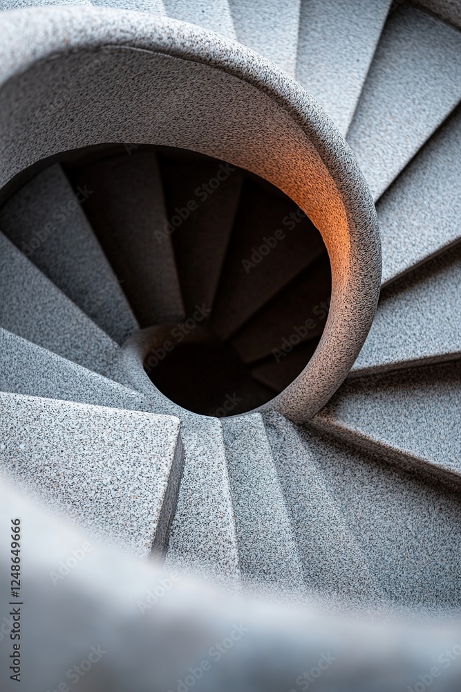 Aufkleber a spiraling staircase disappears into darkness, forming an abstract shape that suggests an infinite 
