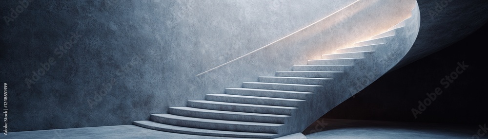 Poster a soft ambient light illuminates an infinite staircase that spirals into a dark void, evoking feelin