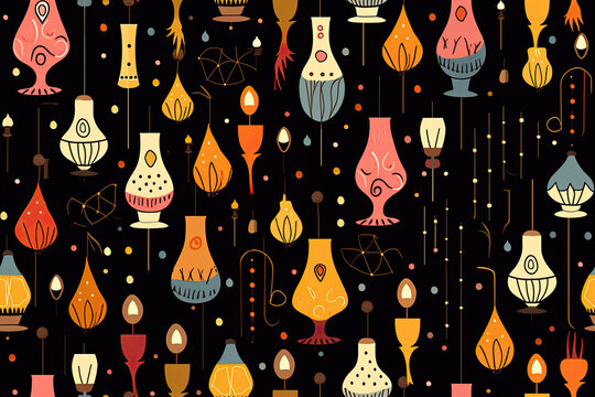 Enchanted Pixel Art Lamp Pattern: A Whimsical Seamless Design