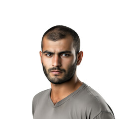 Fototapeta premium brooding man with scar on his cheek isolated on transparent white background